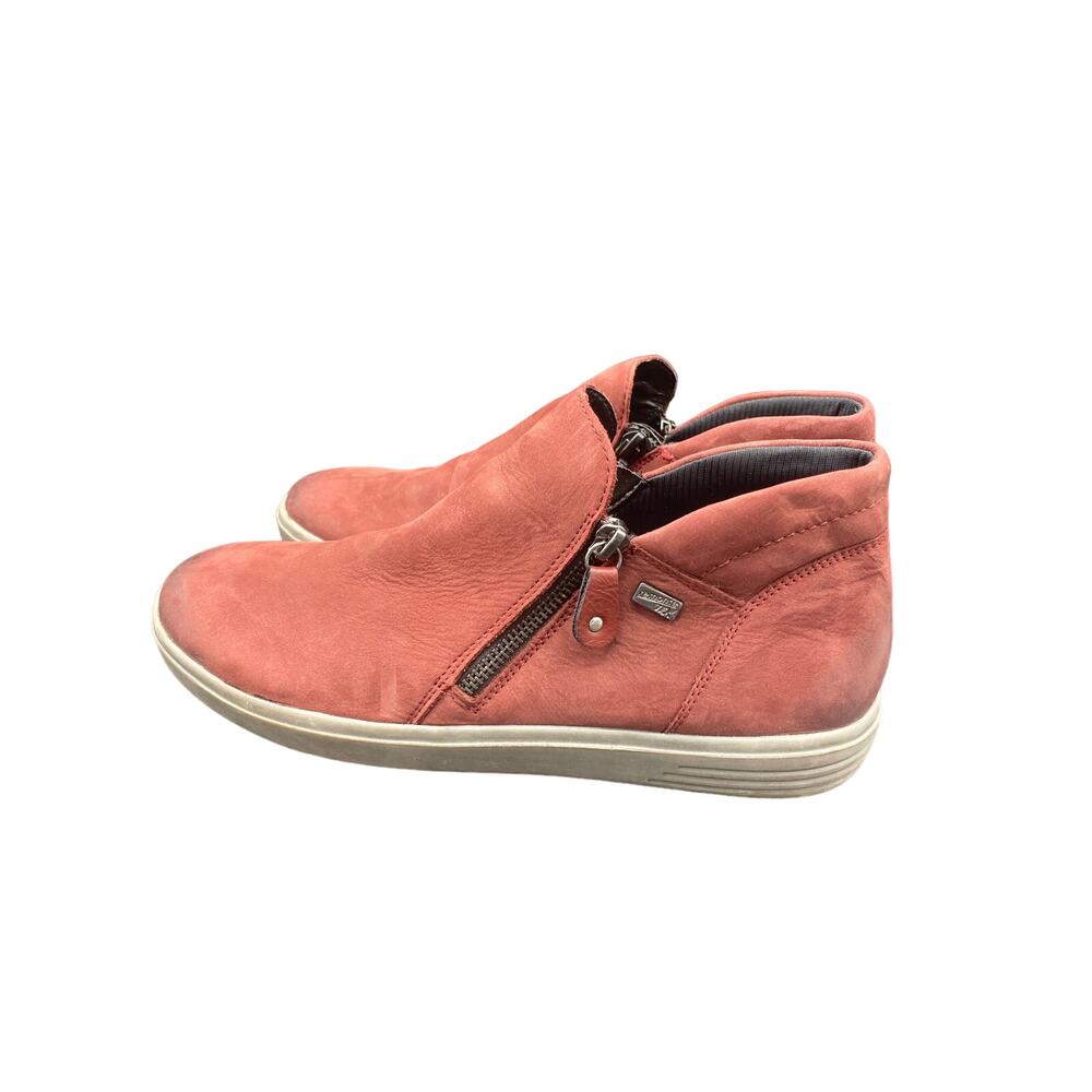 Ramonte Womens 9.5 Red Nubuck Leather Zip Up Memory Foam Ankle Boots Shoes - Picture 3 of 7